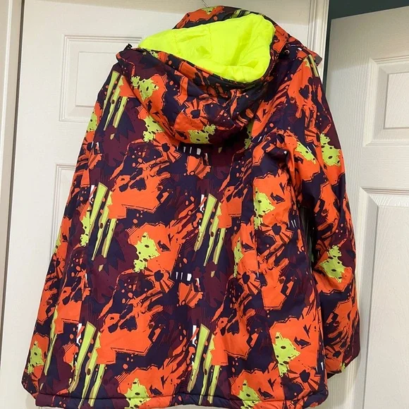 Snowy Owl‎ Ski Snowboard Hooded Colorful Puzzles Insulated Waterproof Jacket XL